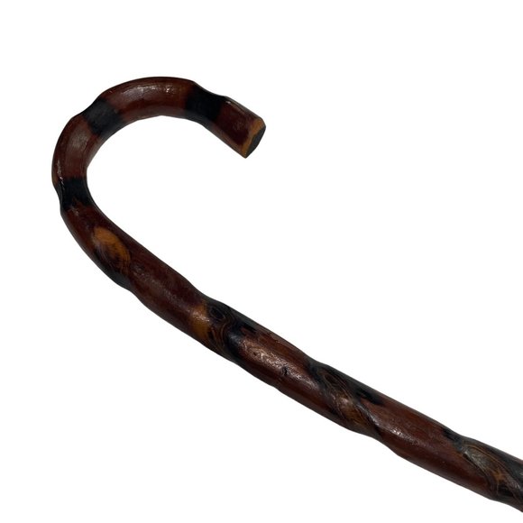 Twisted Wood Walking Stick Cane Crook Handle Gentlemen Vintage Folk Art u Rubber - Picture 1 of 9
